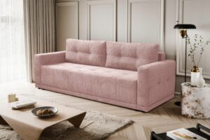Sofa kanapa LUSSO rozkładana z funkcją spania pudrowy róż