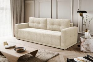 Sofa kanapa LUSSO rozkładana z funkcją spania biała / kremowa